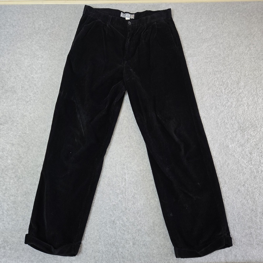 Old Navy‎ Corduroy Pants Mens 36x34 (32) Black Straight Vintage Y2K Heavy Baggy